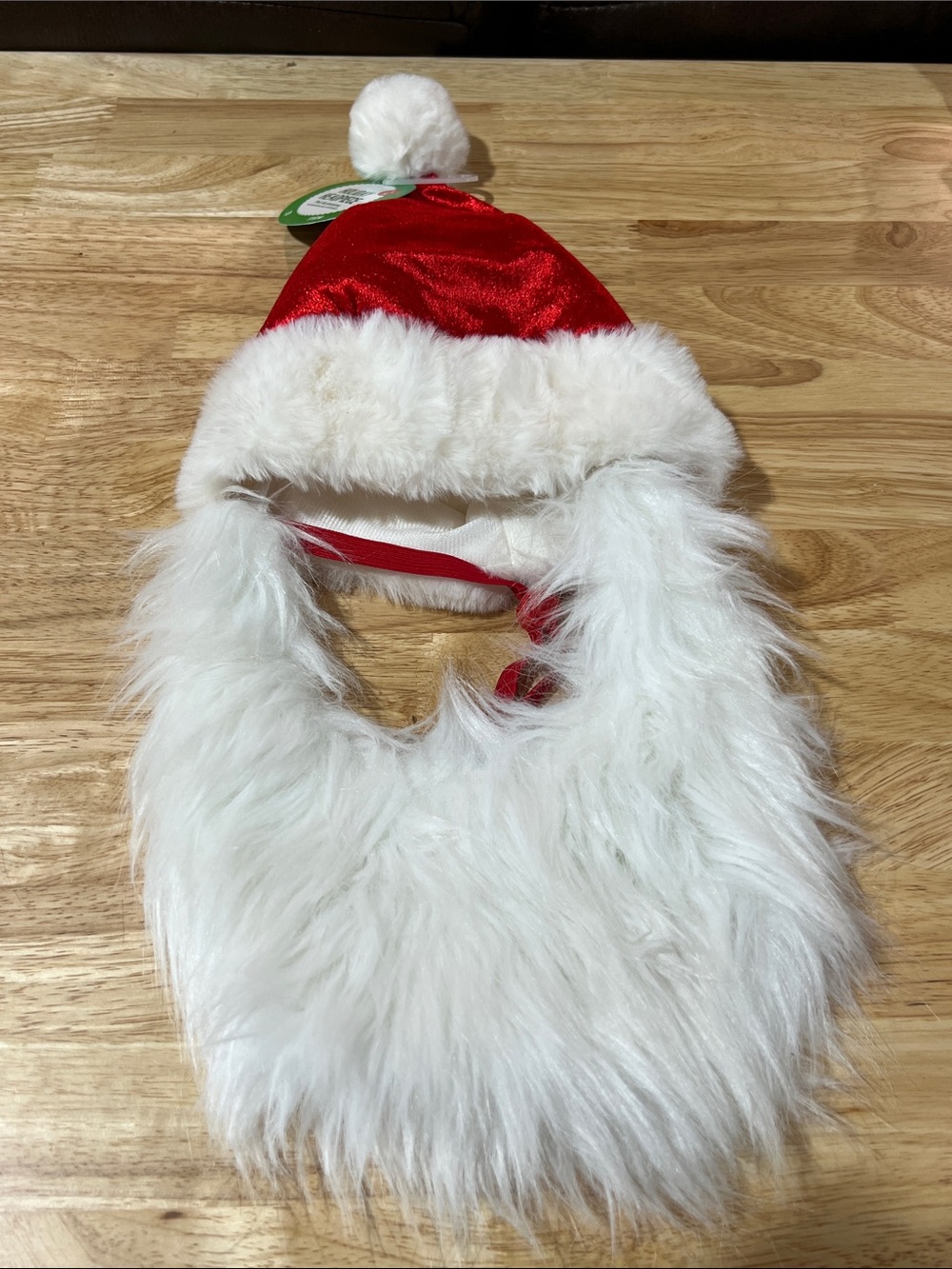 Pet Santa Hat with White Faux Beard - Christmas L/XL dog